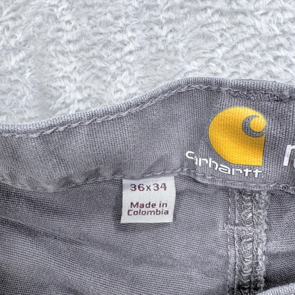 Carhartt Work Pants Mens 36x34 Grey Relaxed Fit Straight Leg Stretch 102291